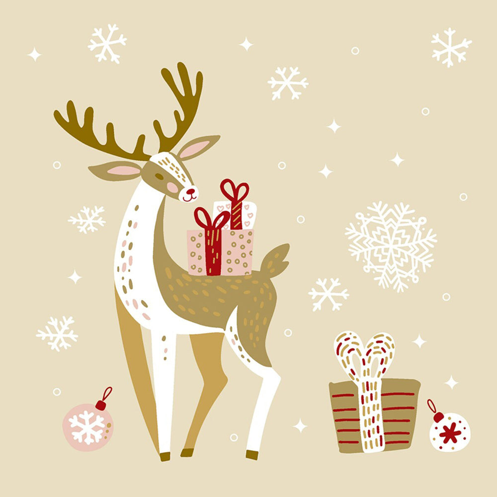 120pc Paper+Design Luncheon 3-Ply Napkin 33x33cm - Xmas Deer