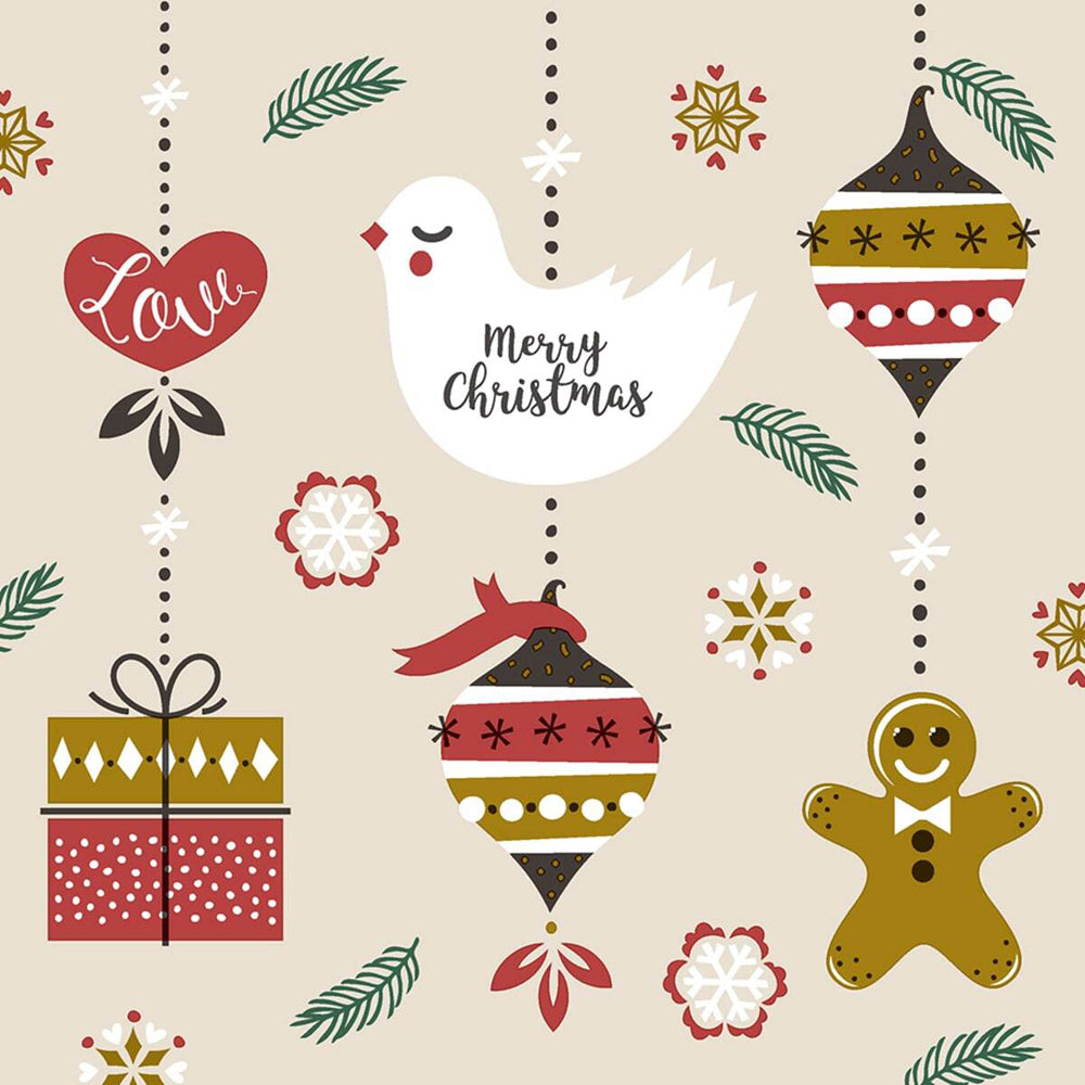 120pc Paper+Design Luncheon 3-Ply Napkin 33x33cm - Xmas Hangings