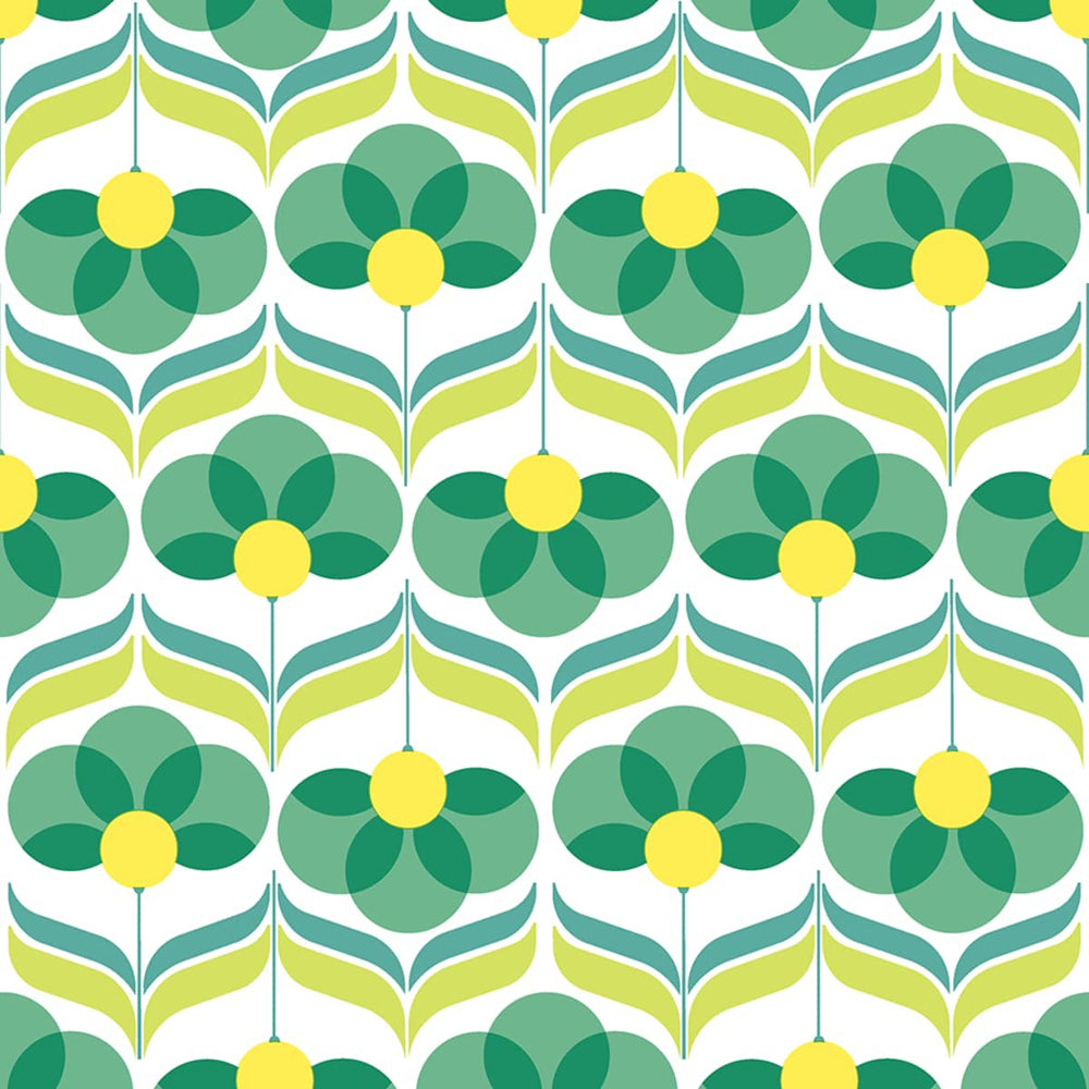 240pc Paper+Design Luncheon 3-Ply Napkin 33x33cm - Geo Flowers Green