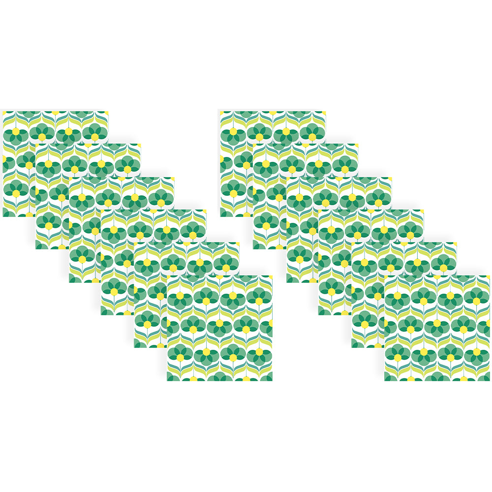 240pc Paper+Design Luncheon 3-Ply Napkin 33x33cm - Geo Flowers Green