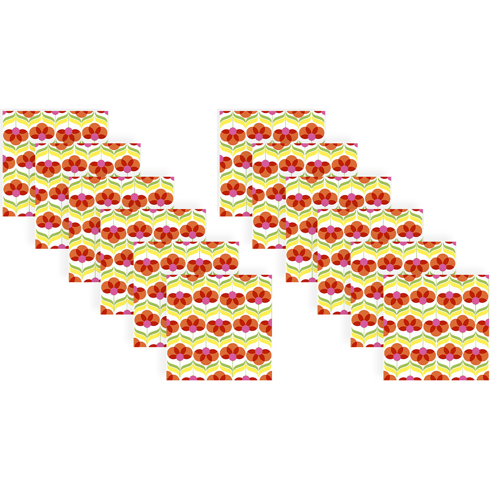 240pc Paper+Design Luncheon 3-Ply Napkin 33x33cm - Geo Flowers  Red