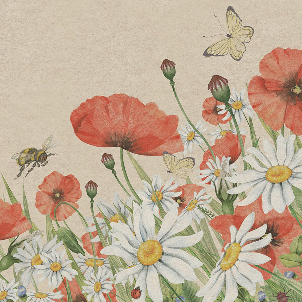 120pc Paper+Design Luncheon 3-Ply Napkin 33x33cm - Floral Poppies