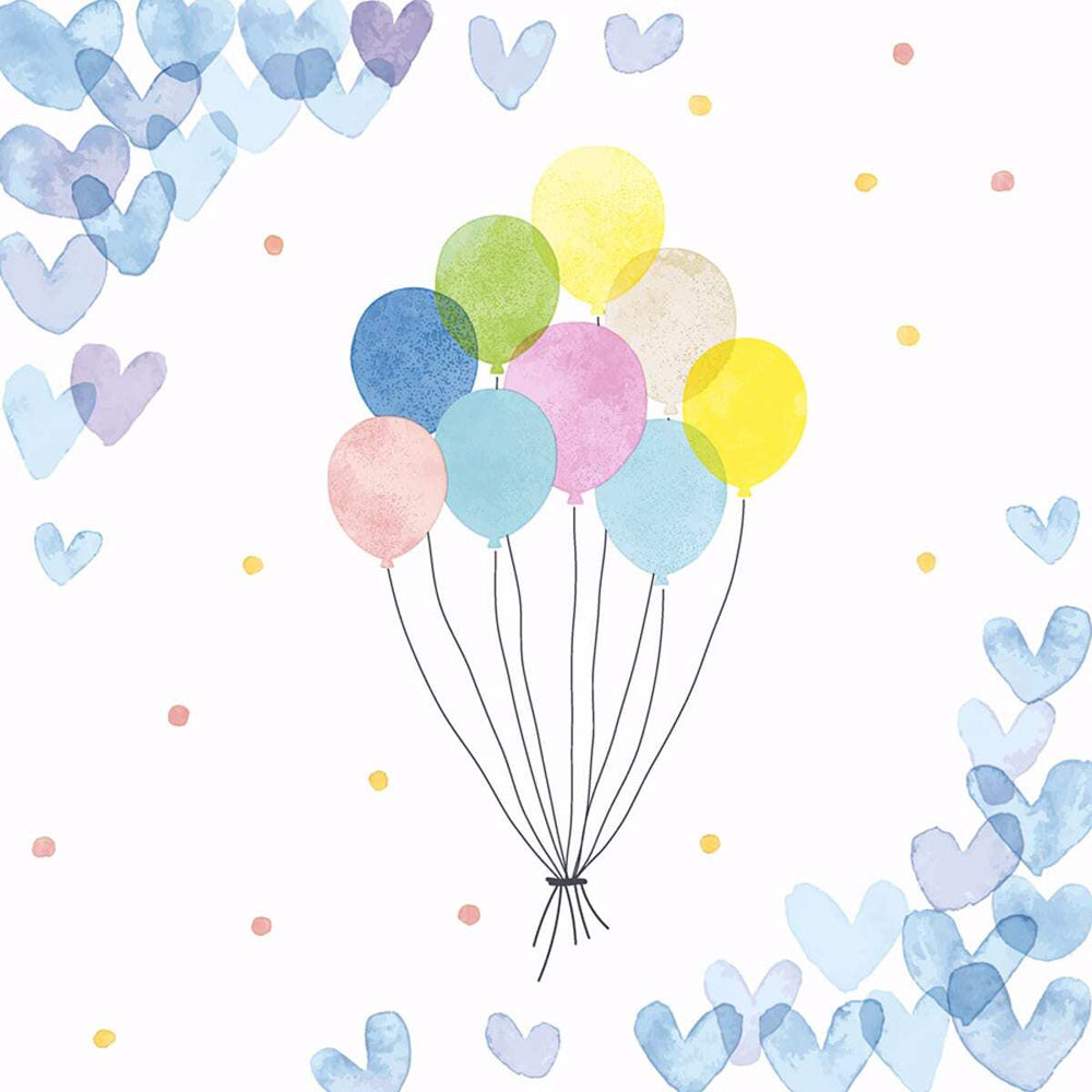 120pc Paper+Design Luncheon 3-Ply Napkin 33x33cm - Hearts Balloons