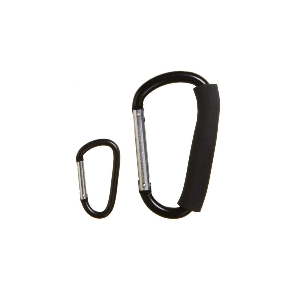 2x 2pc Dreambaby Stroller Hook Carabiner Large/Small - Black