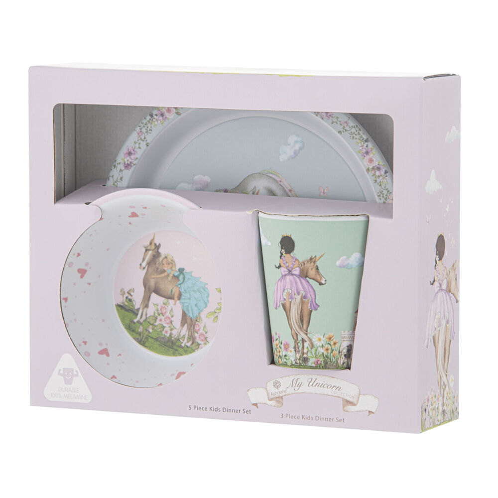 3pc Ashdene My Unicorn Melamine Kids Dinner Dining Set White