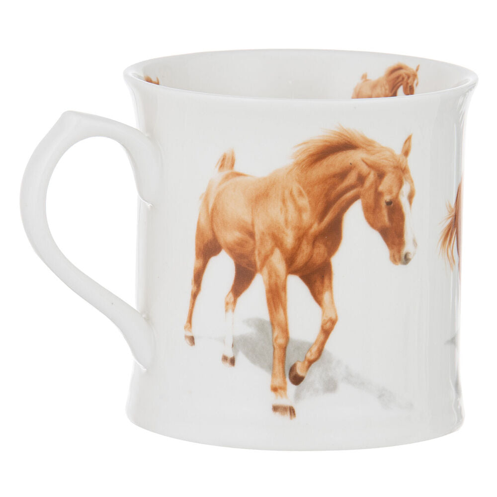 4PK Ashdene Horses By Charlotte New Bone China Drinking Mug 470ml Chestnut