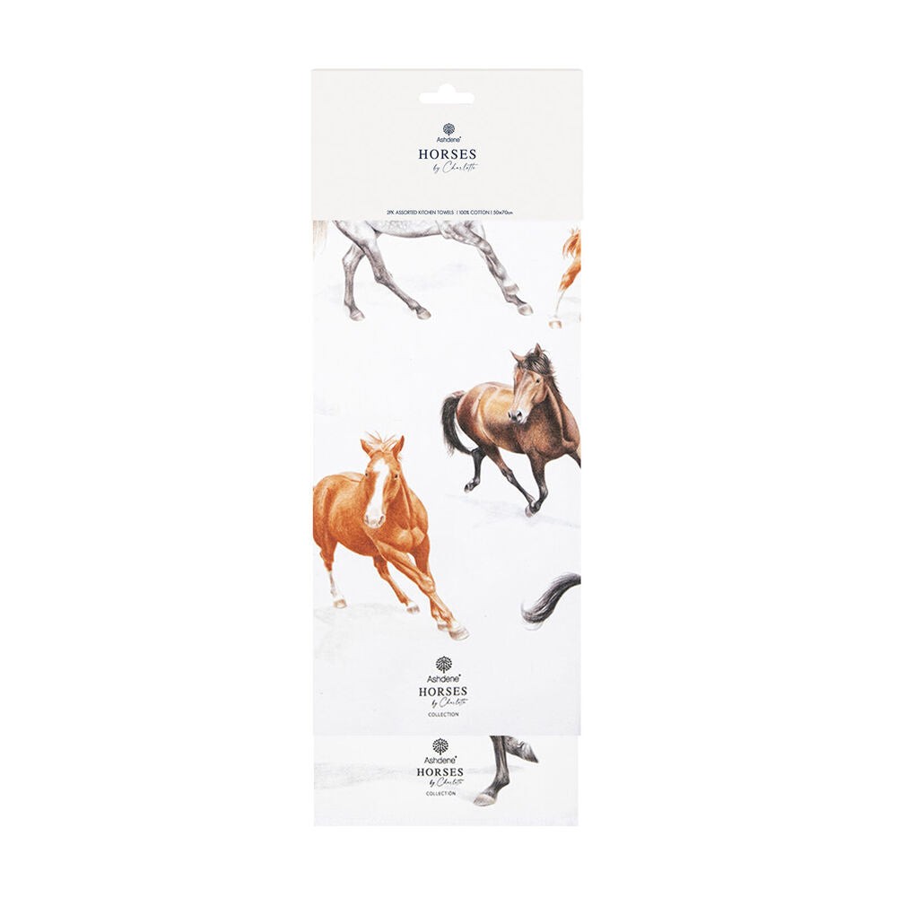 2pc Ashdene Horses By Charlotte Cleaning Kitchen Towel Dishcloth 70x50cm