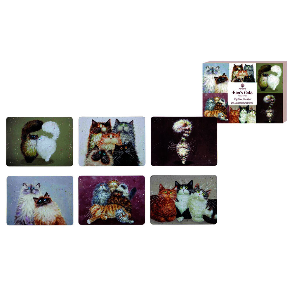 6pc Ashdene Kim's Cats Rectangle Kitchen Dining Table Placemat 29x21.5cm