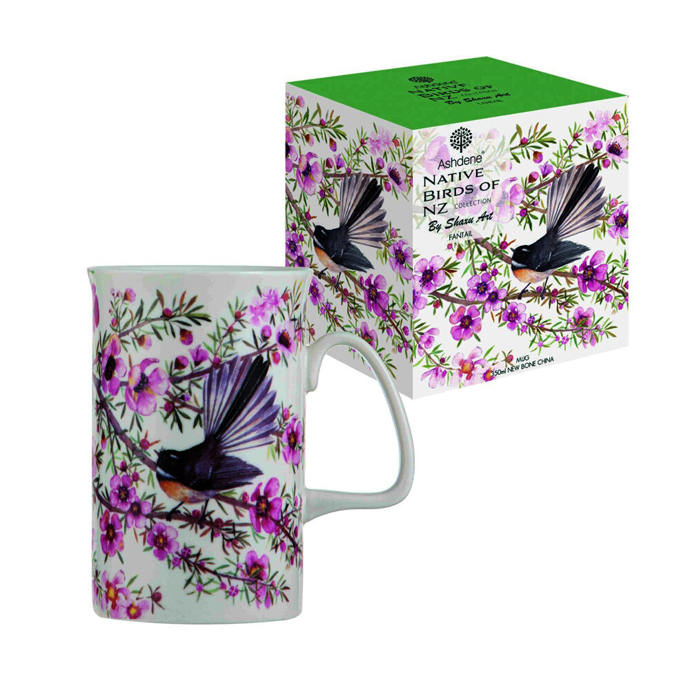 12PK Ashdene Native Birds of NZ Fantail New Bone China Drinking Mug 350ml