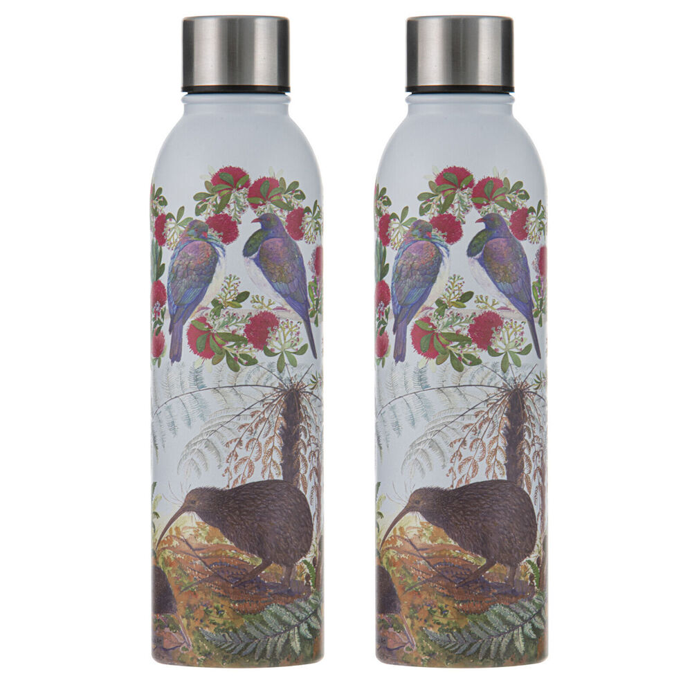 2x Ashdene Native Birds of NZ Drinking Bottle Water Flask 6.8x24.5cm
