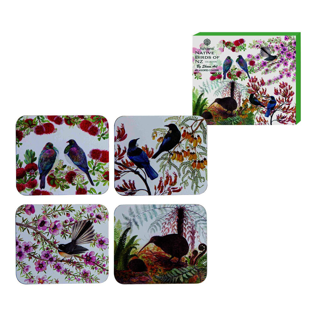 4x 4pc Ashdene Native Birds of NZ Cup Mug Drinks Holder Coaster 11x9.7cm