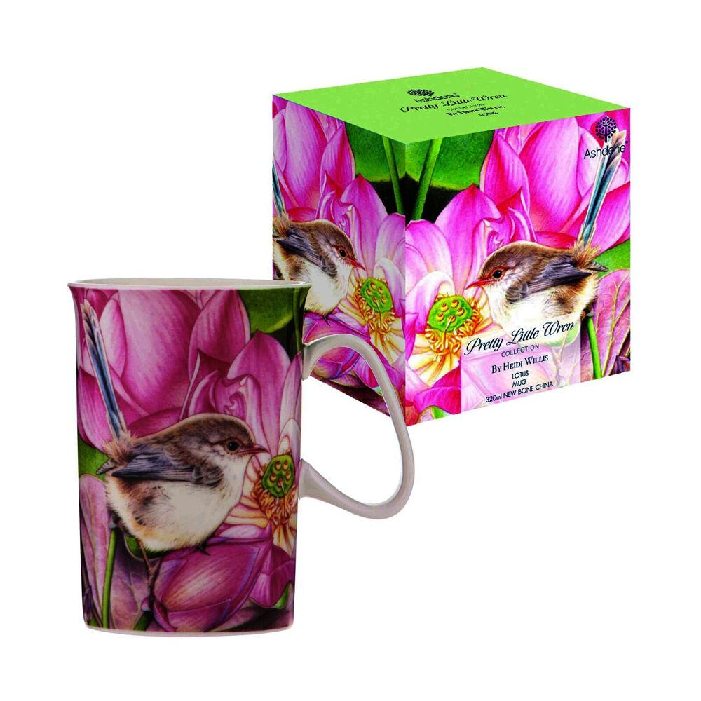 6PK Ashdene Pretty Little Wren Lotus New Bone China Drinking Mug 320ml