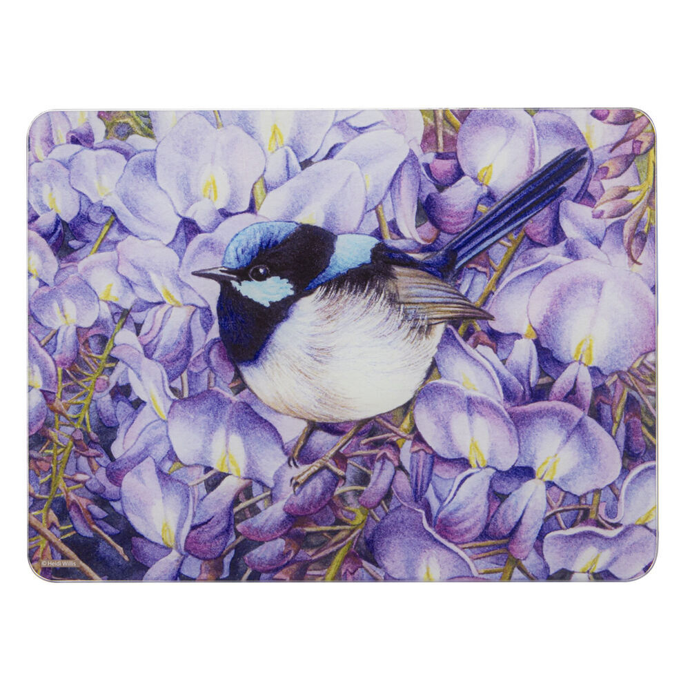 2PK Ashdene Pretty Little Wren Wisteria Kitchen Table Mat Surface Protector 30x40cm