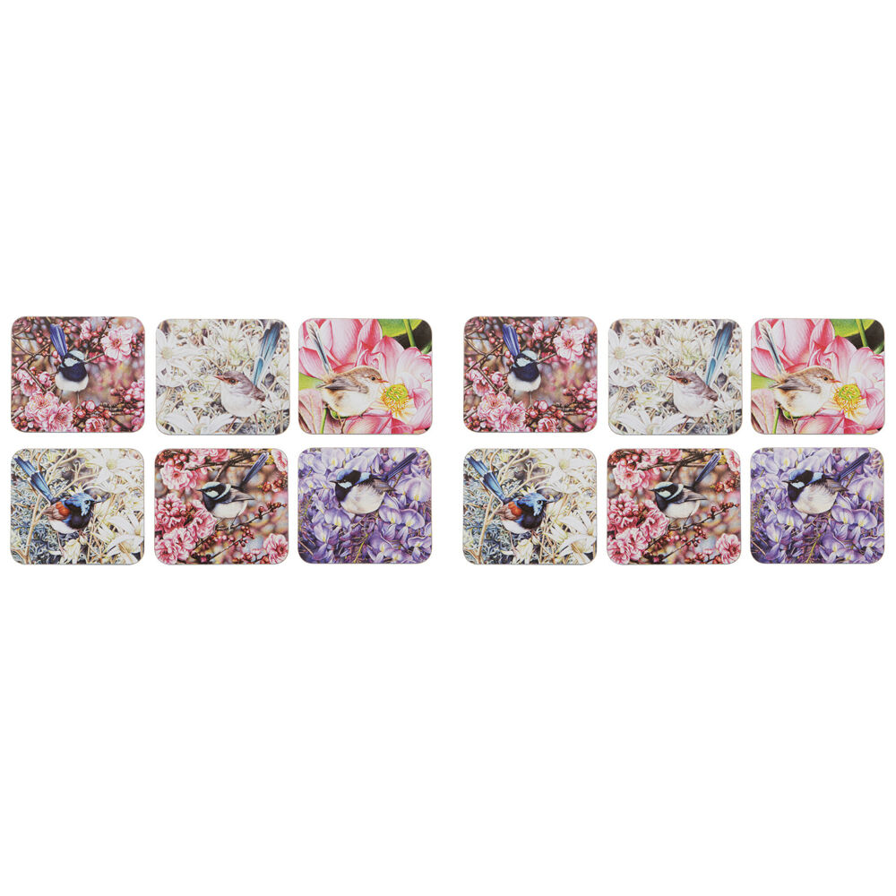 2x 6pc Ashdene Pretty Little Wren Cup Mug Kitchen Drinks Coaster 11x9.7cm