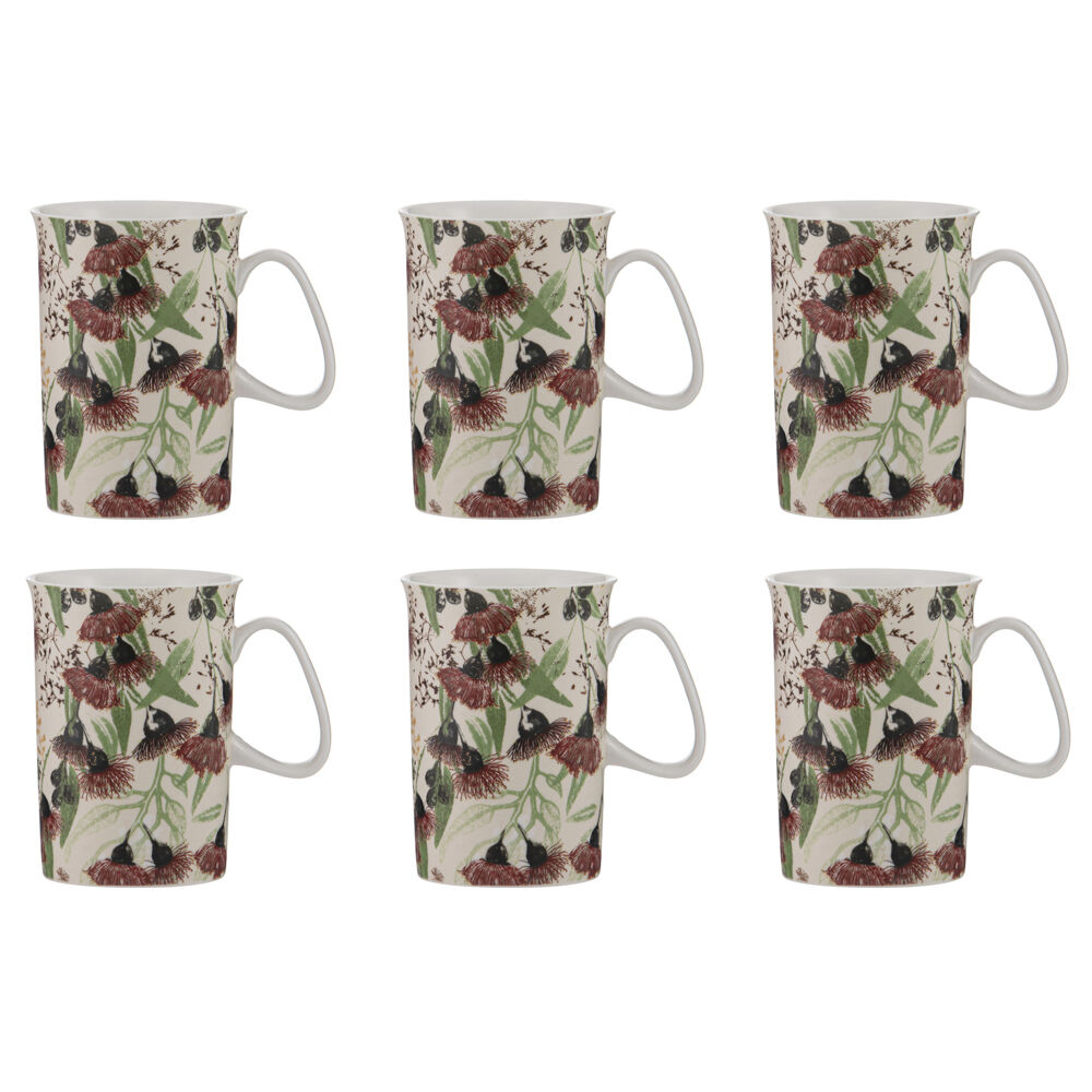 6PK Ashdene Trudy's Garden Silver Princess Kitchen New Bone China Drinking Mug 320ml