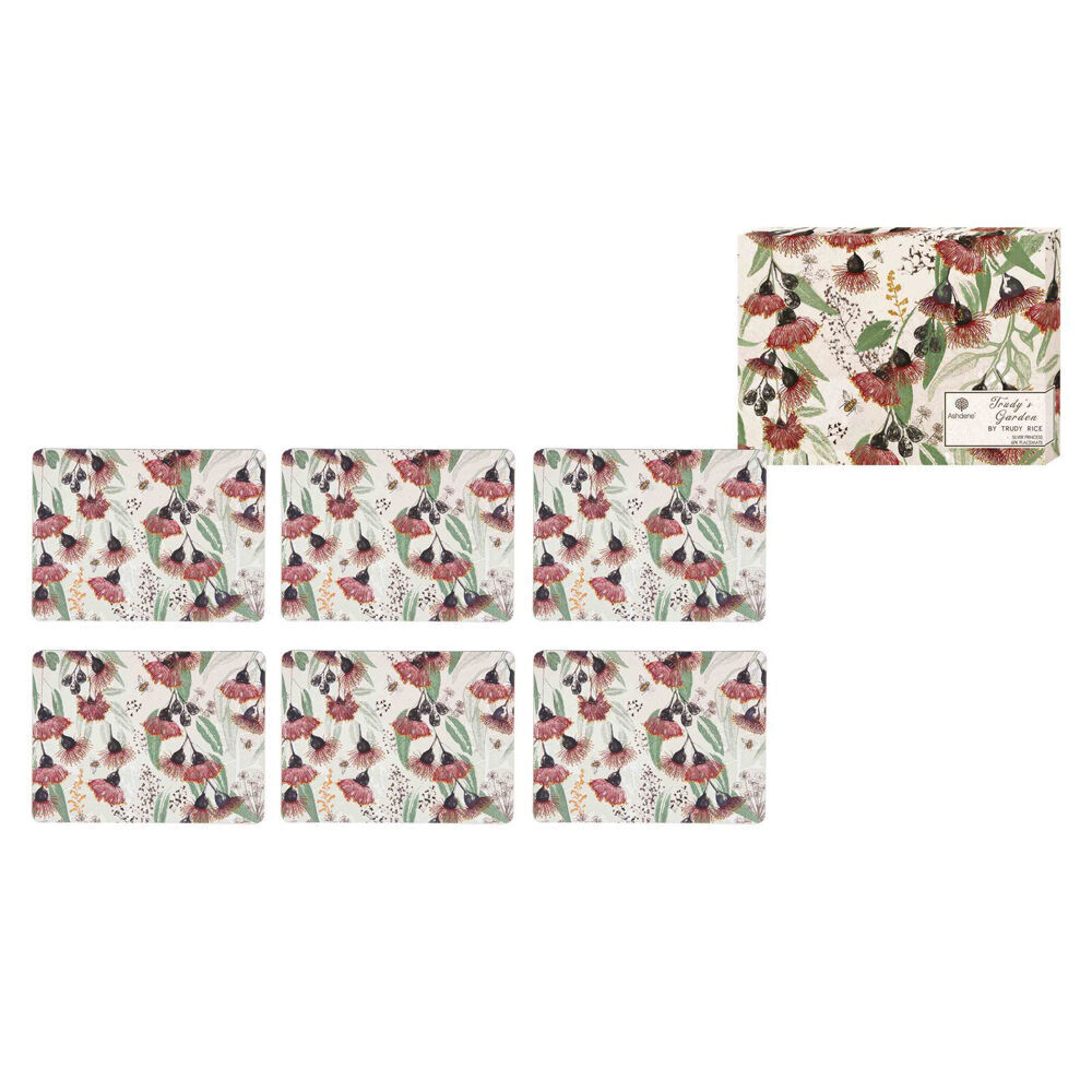 2x 6pc Ashdene Trudy's Garden Silver Princess Dining Table Placemat 29x21.5cm