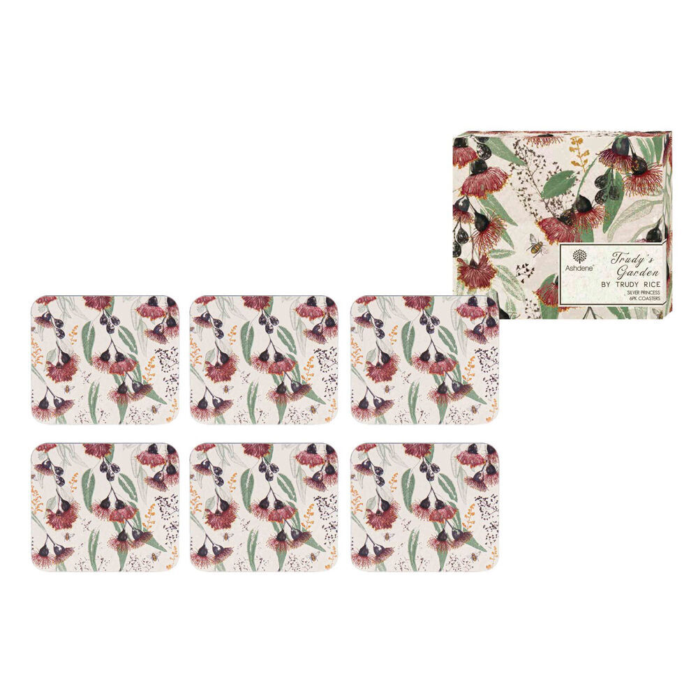 2x 6pc Ashdene Trudy's Garden Silver Princess Cup Mug Drink Coaster 11x9.7cm