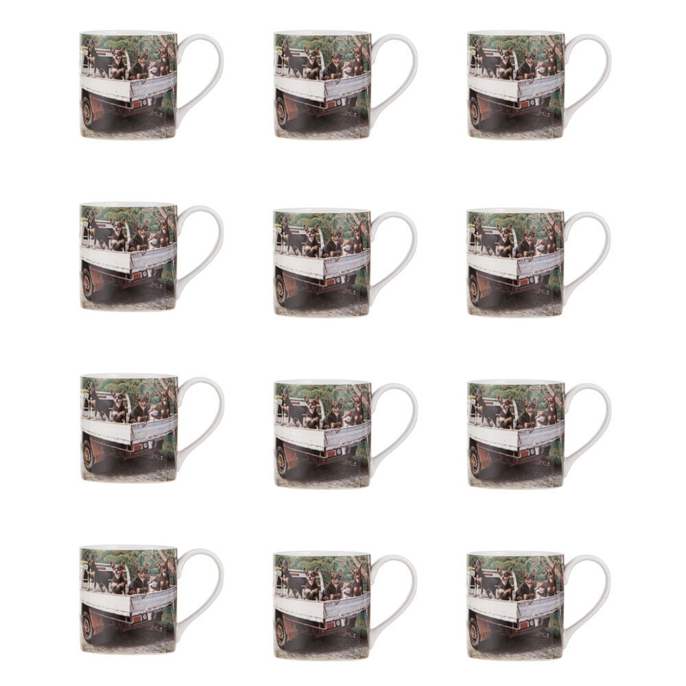 12PK Ashdene Working Dogs Ute New Bone China Coffee Tea Drinking Mug 380ml