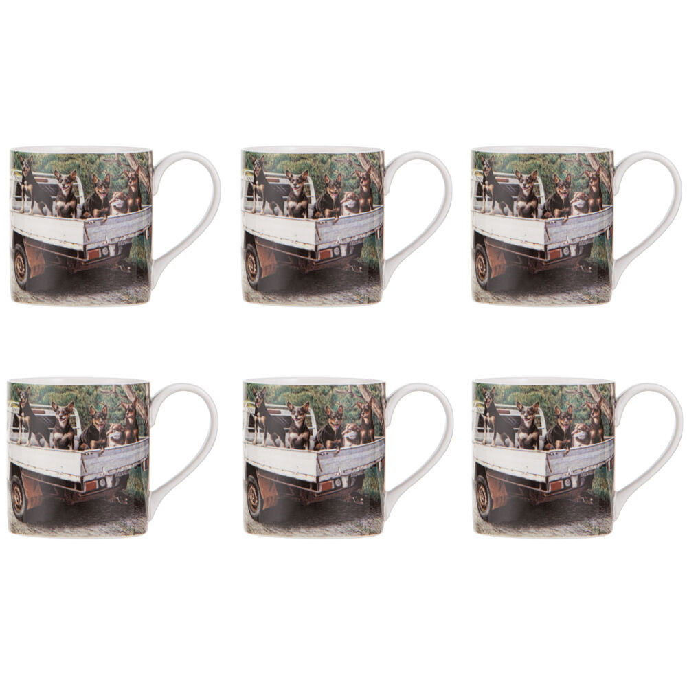 6PK Ashdene Working Dogs Ute New Bone China Coffee Tea Drinking Mug 380ml