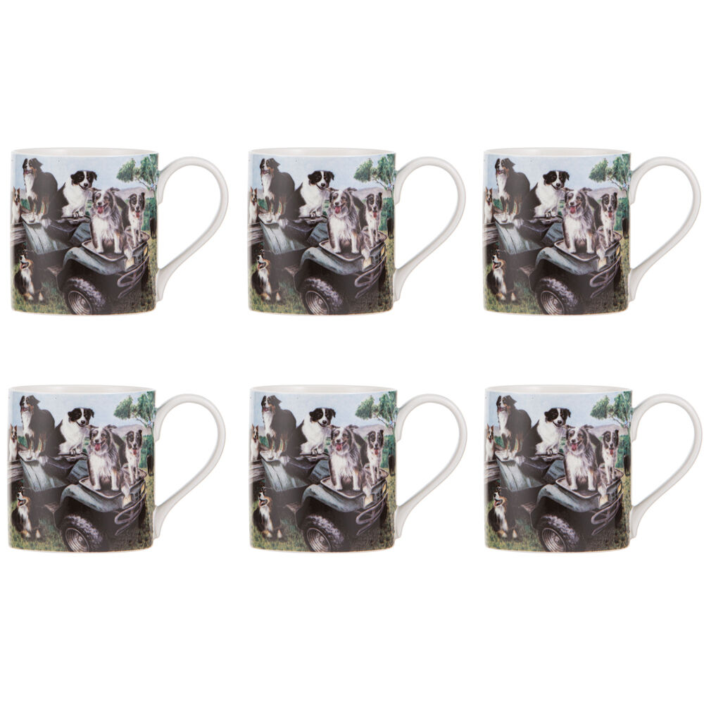 6PK Ashdene Working Dogs Quad Bike New Bone China Coffee Tea Drinking Mug 380ml