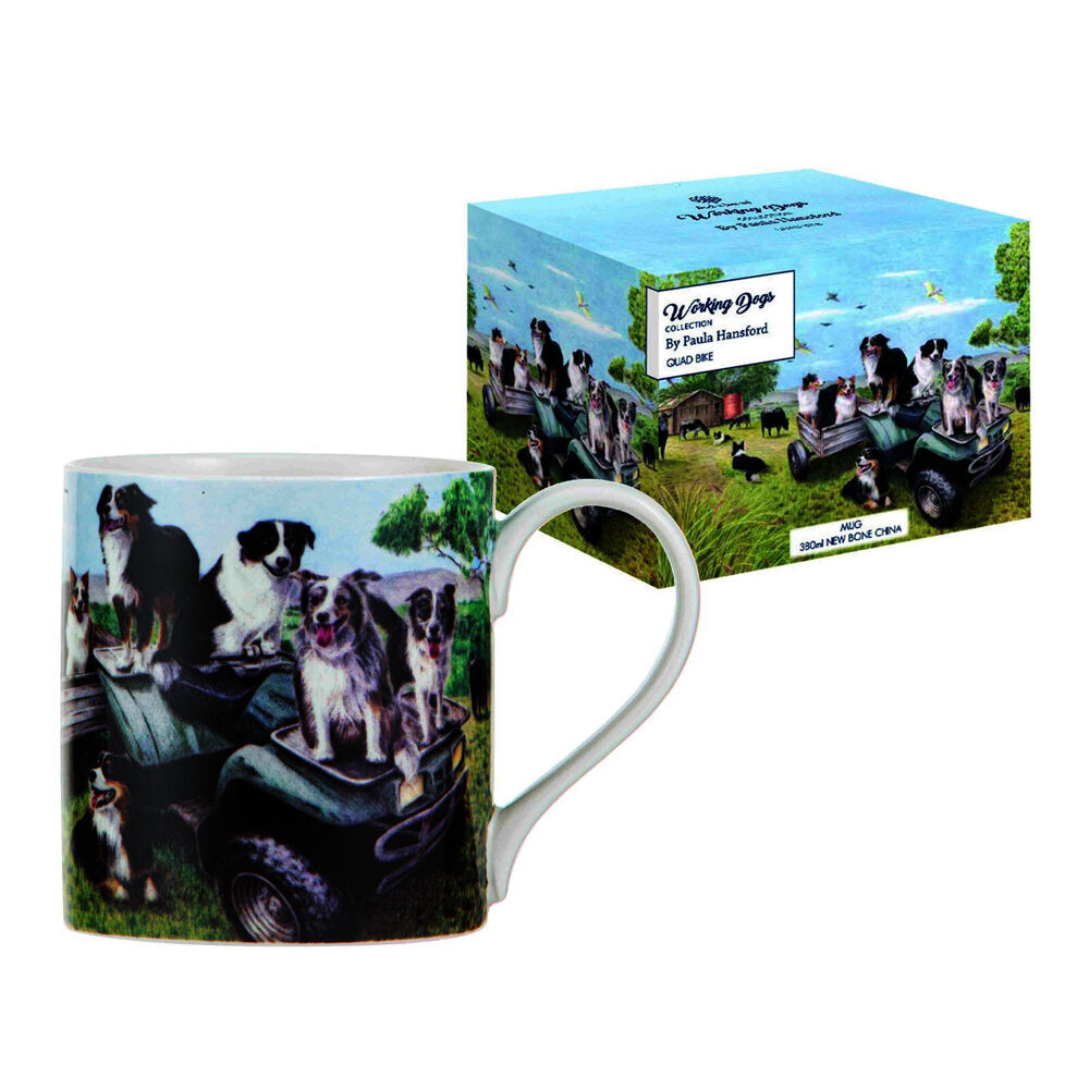 6PK Ashdene Working Dogs Quad Bike New Bone China Coffee Tea Drinking Mug 380ml