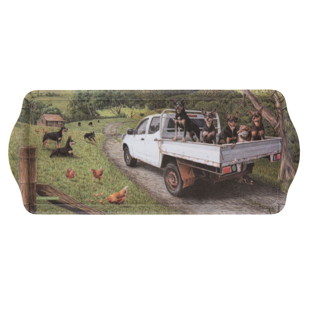 4PK Ashdene Working Dogs Ute Sandwich Kitchen Serving Tray Platter 38x16.5cm