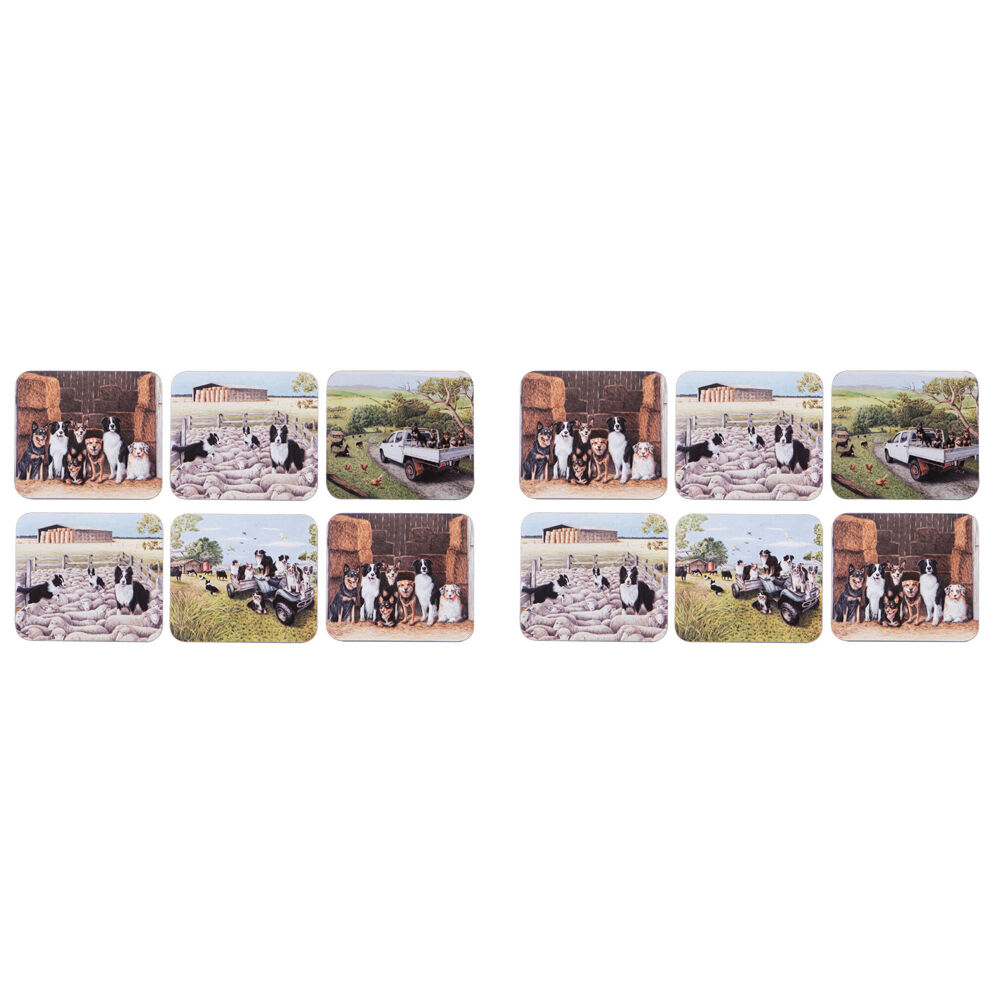 2x 6pc Ashdene Working Dogs Cup Mug Kitchen Drinks Coaster 11x9.7cm