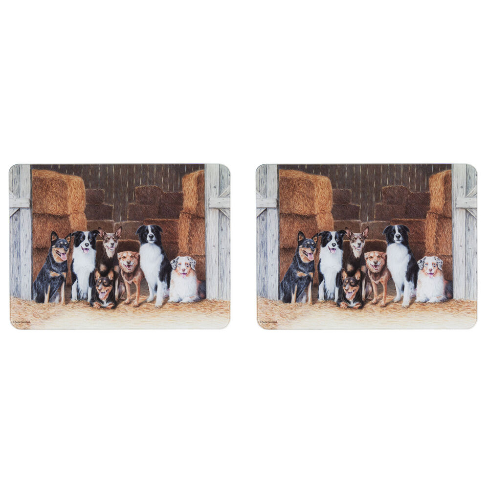 2PK Ashdene Working Dogs Hay Shed Kitchen Table Mat Surface Protector 30x40cm