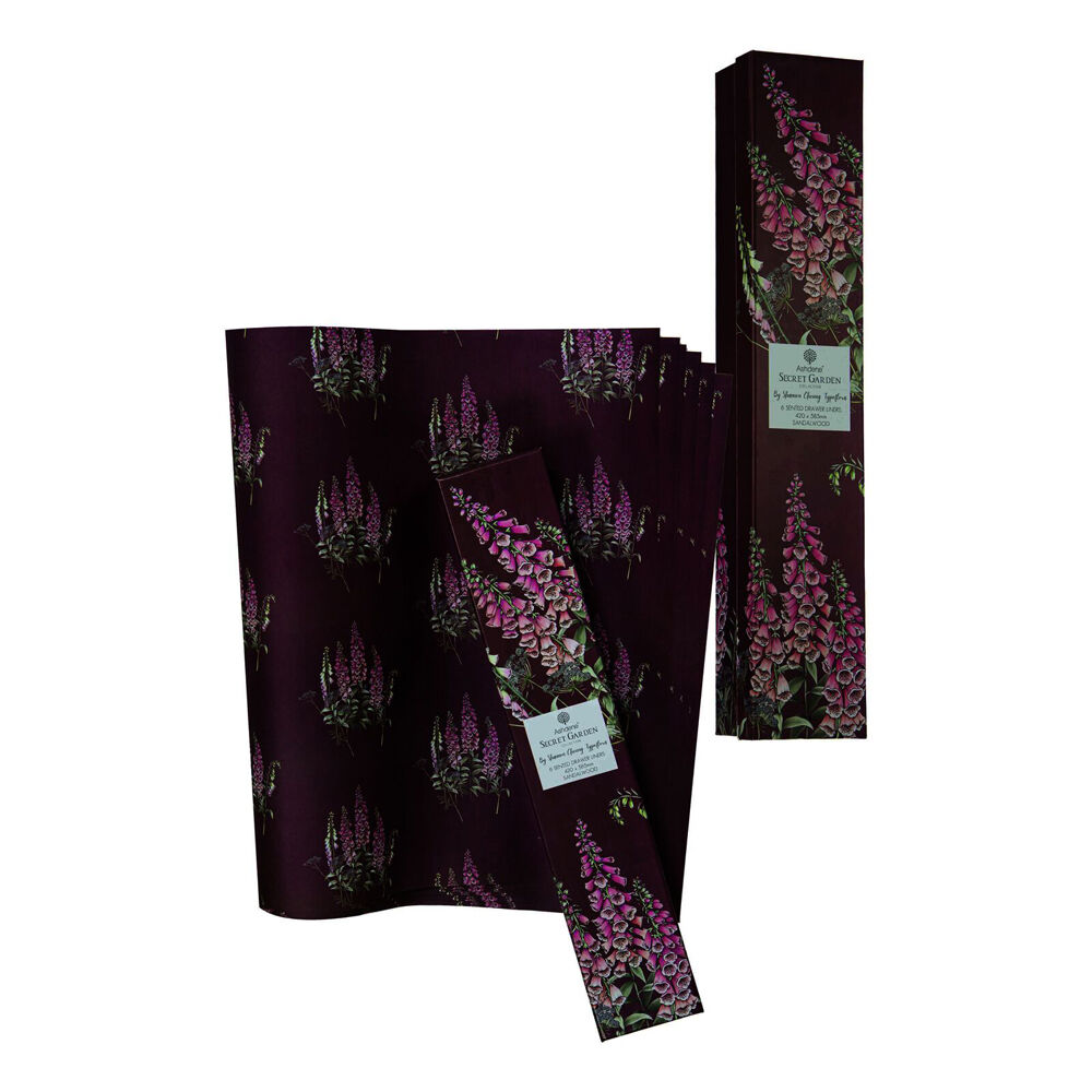 6pc Ashdene Secret Garden Sandalwood Scented Fragrant Drawer Liners 42x58.5cm