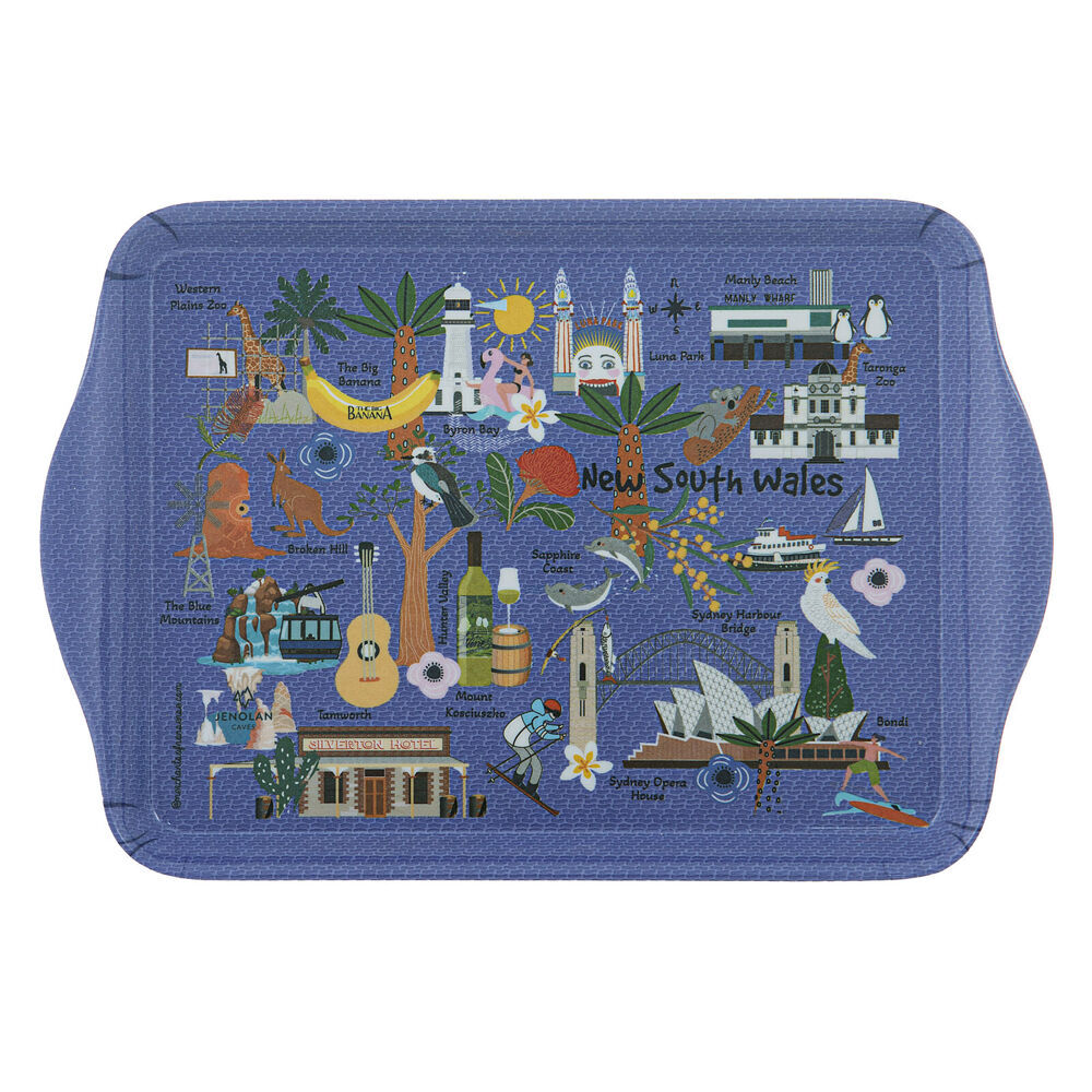 4x 2pc Ashdene Land Down Under NSW Melamine Scatter Tray Blue 21x14.2cm