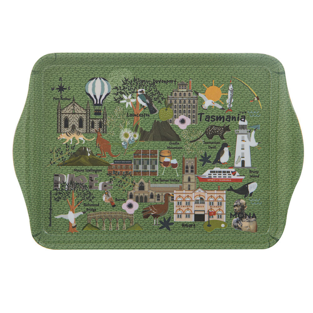 2x 2pc Ashdene Land Down Under TAS Melamine Scatter Tray Green 21x14.2cm