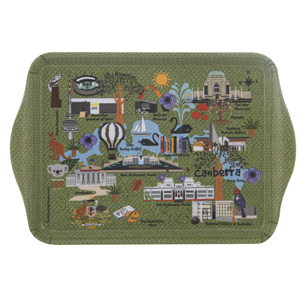 2x 2pc Ashdene Land Down Under Canberra Melamine Scatter Tray Green 21x14.2cm