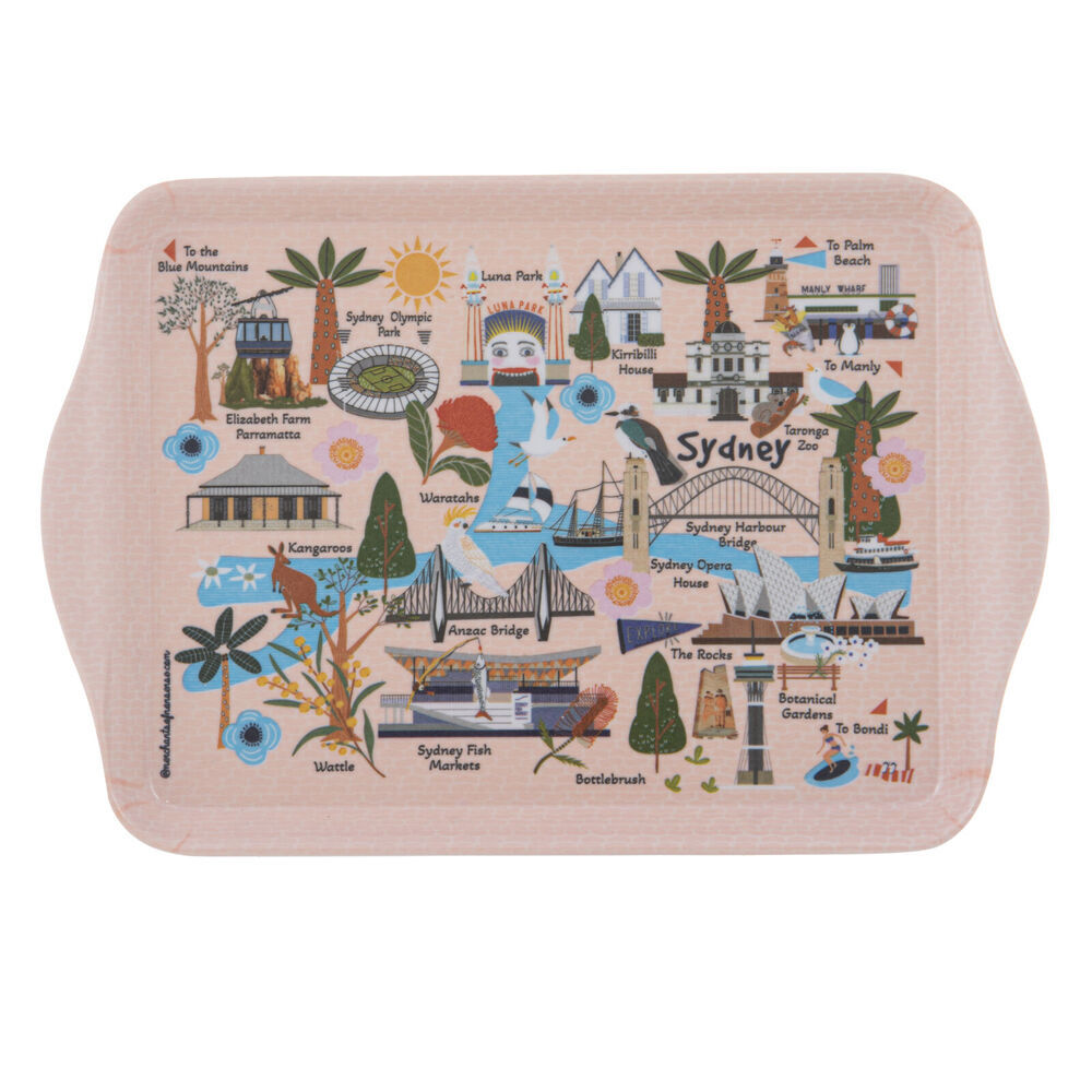 4x 2pc Ashdene Land Down Under Sydney Melamine Scatter Tray Peach 21x14.2cm