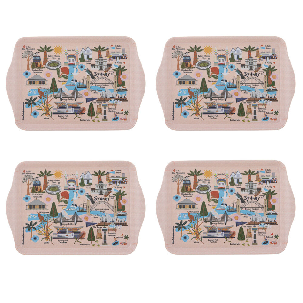 4x 2pc Ashdene Land Down Under Sydney Melamine Scatter Tray Peach 21x14.2cm