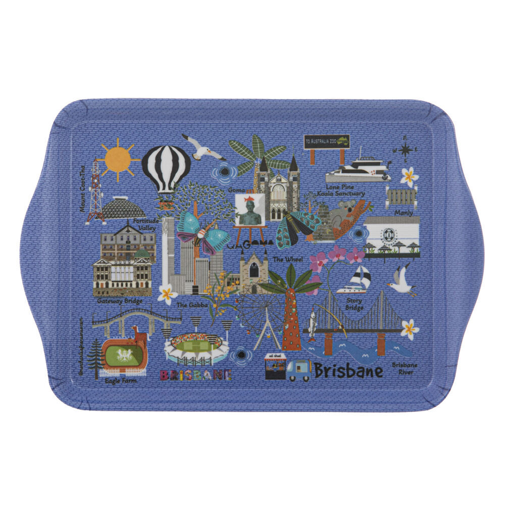 2x 2pc Ashdene Land Down Under Brisbane Melamine Scatter Tray Blue 21x14.2cm
