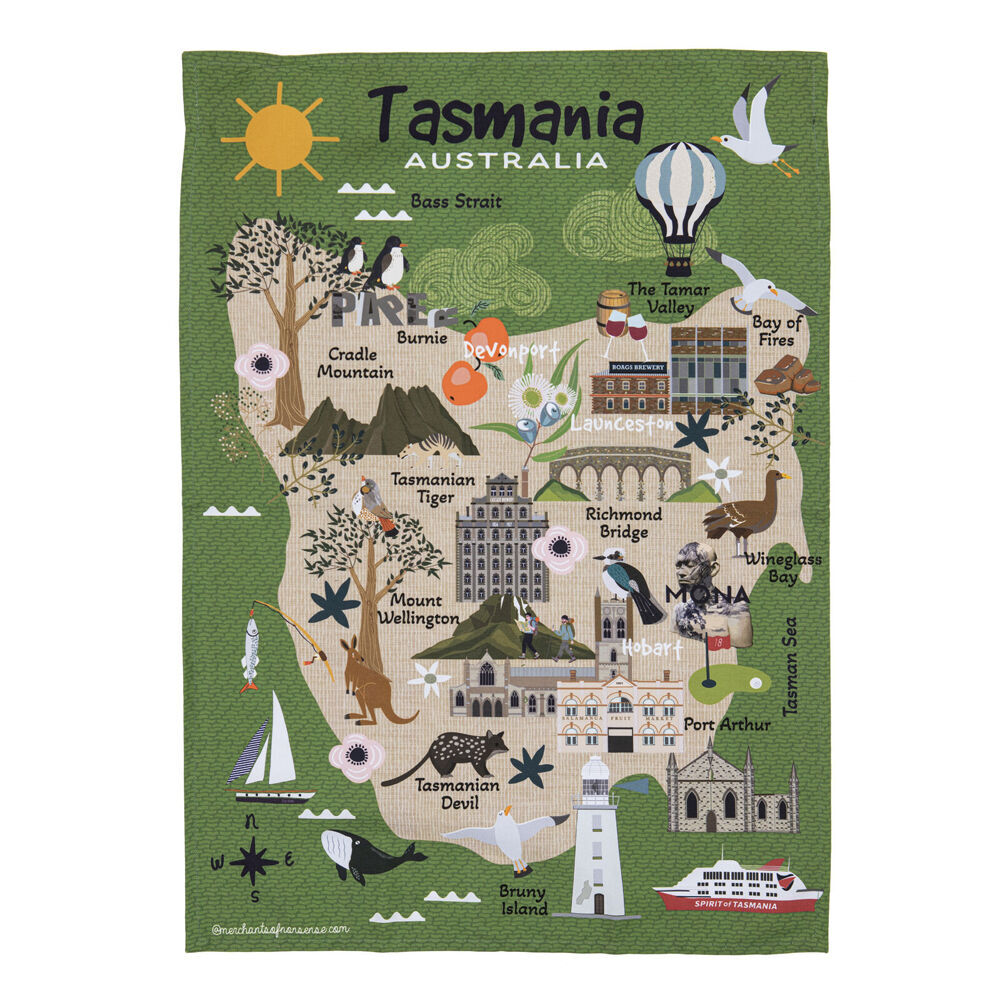 4PK Ashdene Land Down Under Tas Cleaning Home Kitchen Tea Towel 70x50cm