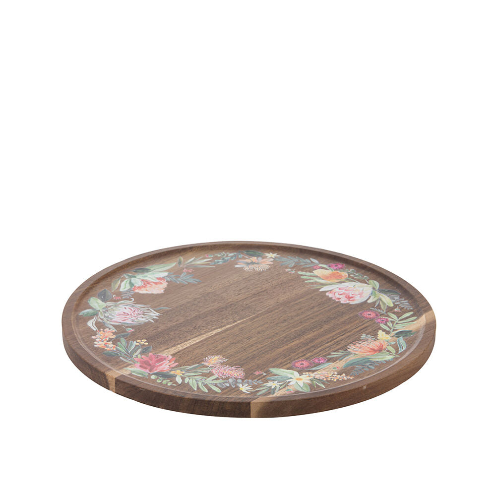 Ladelle Esperance Lazy Susan Round Serving Tray Rotating Platter Brown