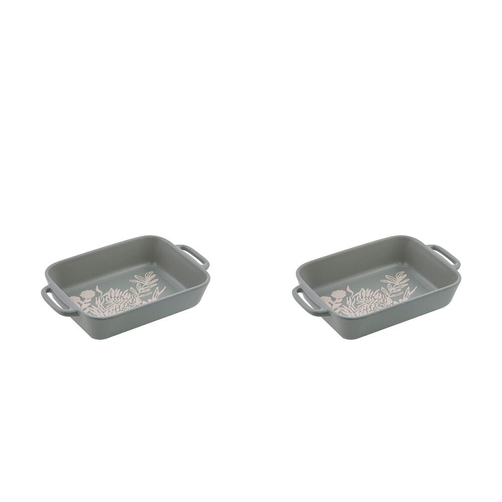 2PK Ladelle Esperance Ceramic Baking Dish Medium Heat-Resistant Serving Green