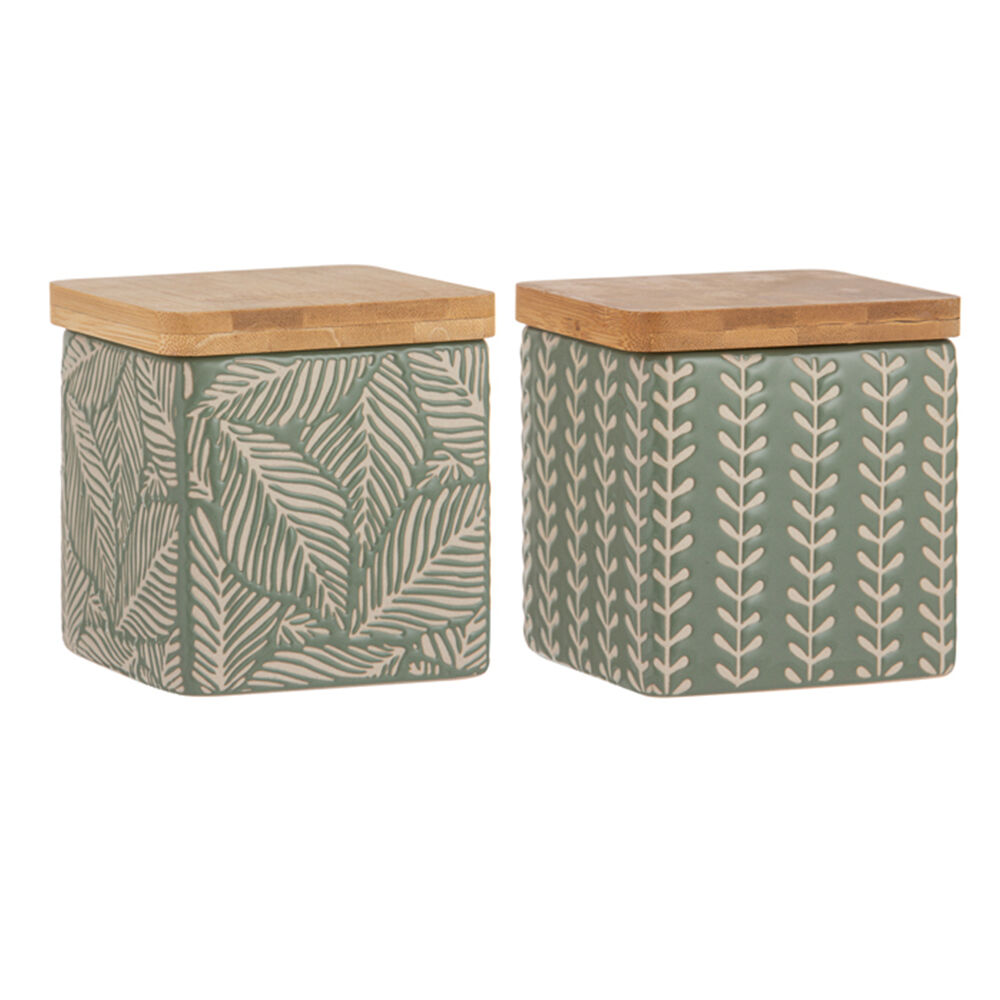 2PK Ladelle Orion Designed Premium Ceramic Canister Assorted - Green