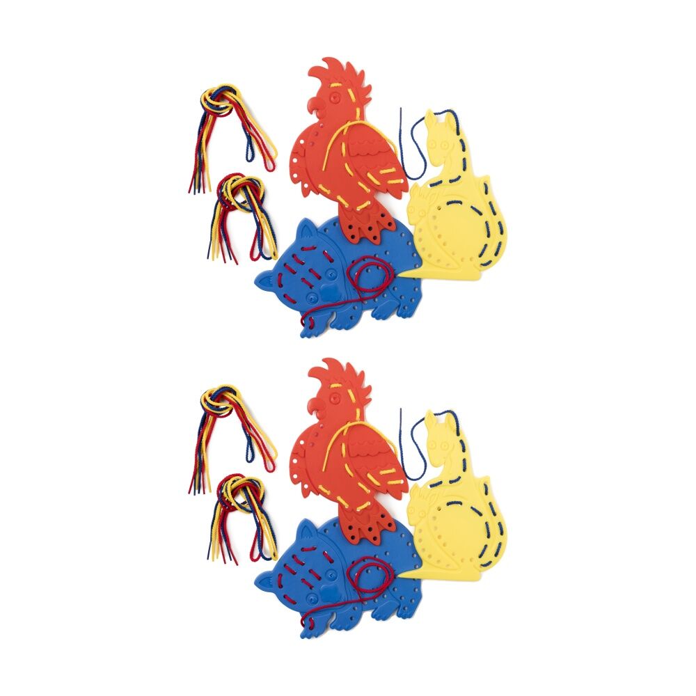 2x 3pc Educational Colours Plastic Lacing Set Australian Animals 1 Kids Toy 3y+