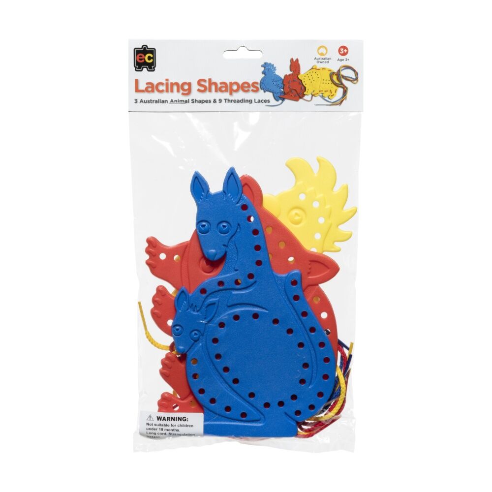 3pc Educational Colours Plastic Lacing Set Australian Animals 1 Kids Toy 3y+