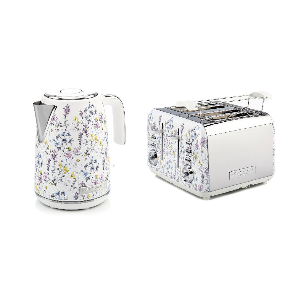 2pc Laura Ashley 1.7L Jug Electric Kettle & 4 Slice Toaster Set - Wild Meadow