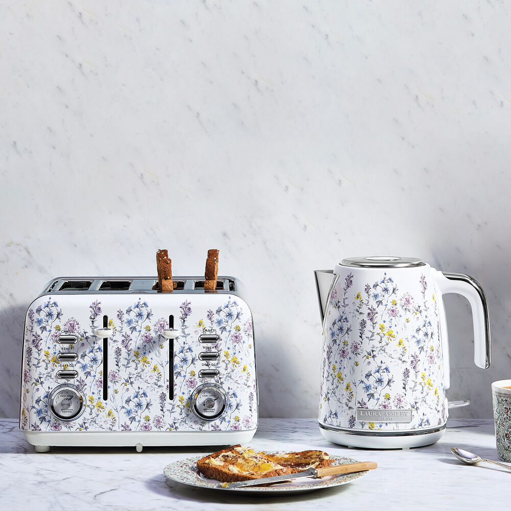 2pc Laura Ashley 1.7L Jug Electric Kettle & 4 Slice Toaster Set - Wild Meadow