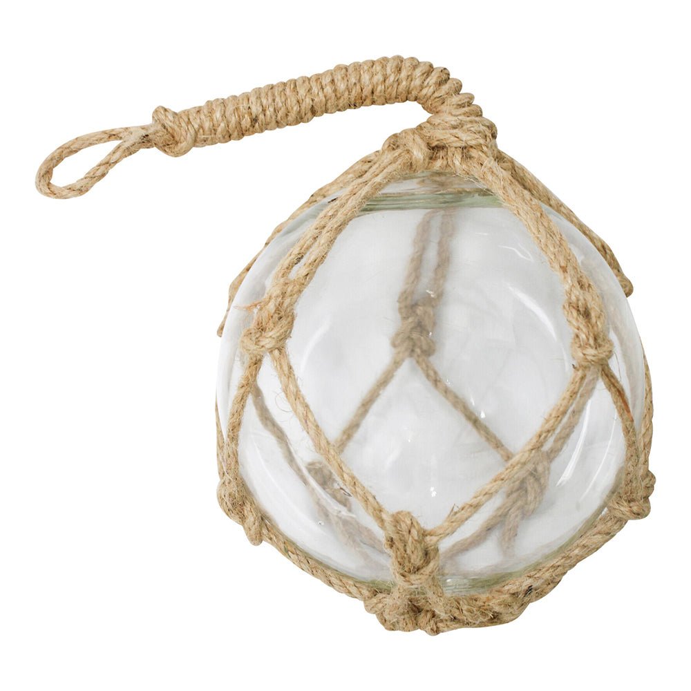 LVD Glass Round 16cm Ball w/ Jute Rope Hanging Decor Medium - Clear