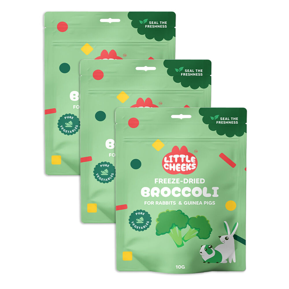 3PK Little Cheeks Sealed Freeze Dried Broccoli Rabbit/Guinea Pig Food Treats 10g