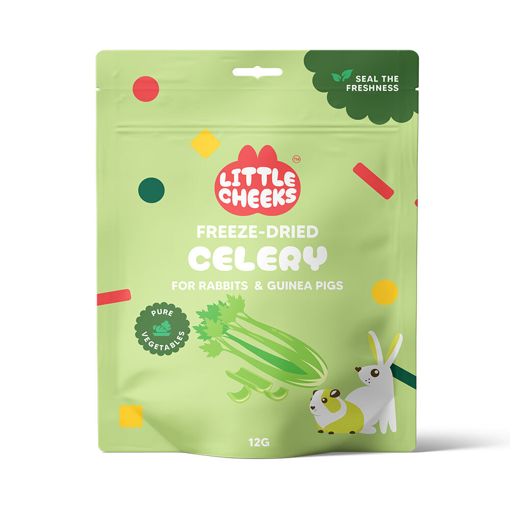 6PK Little Cheeks Sealed Freeze Dried Celery Pet Rabbit/Guinea Pig Food Treats 12g
