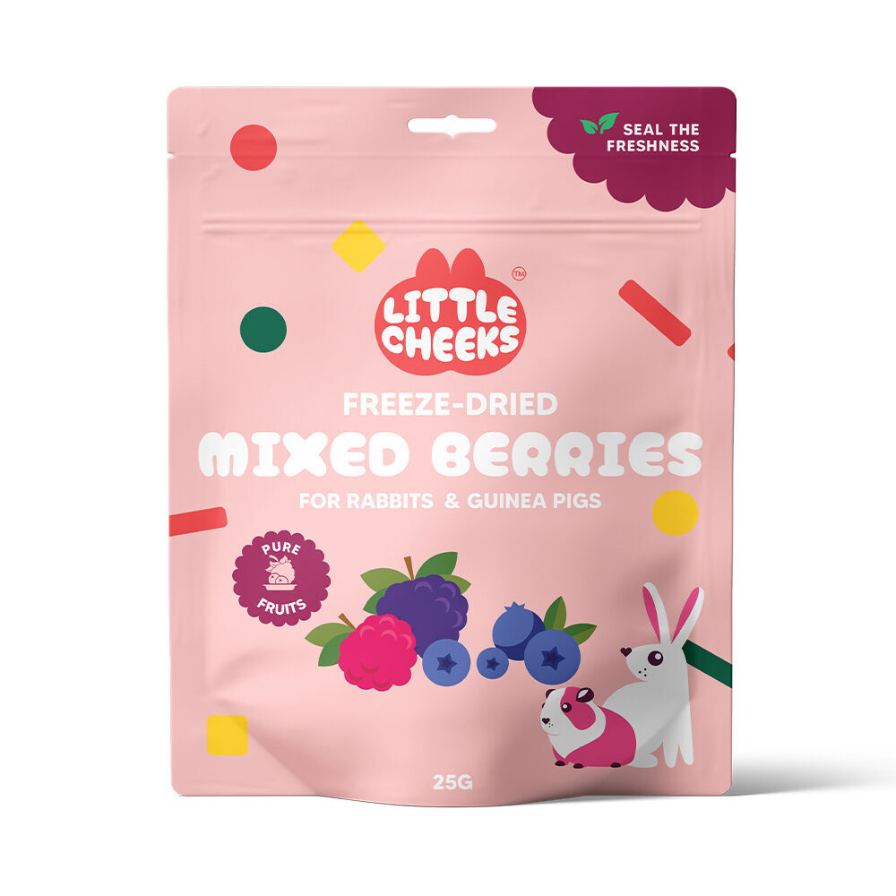 4PK Little Cheeks Freeze Dried Mixed Berries Pet Rabbit/Guinea Pig Food Treats 25g