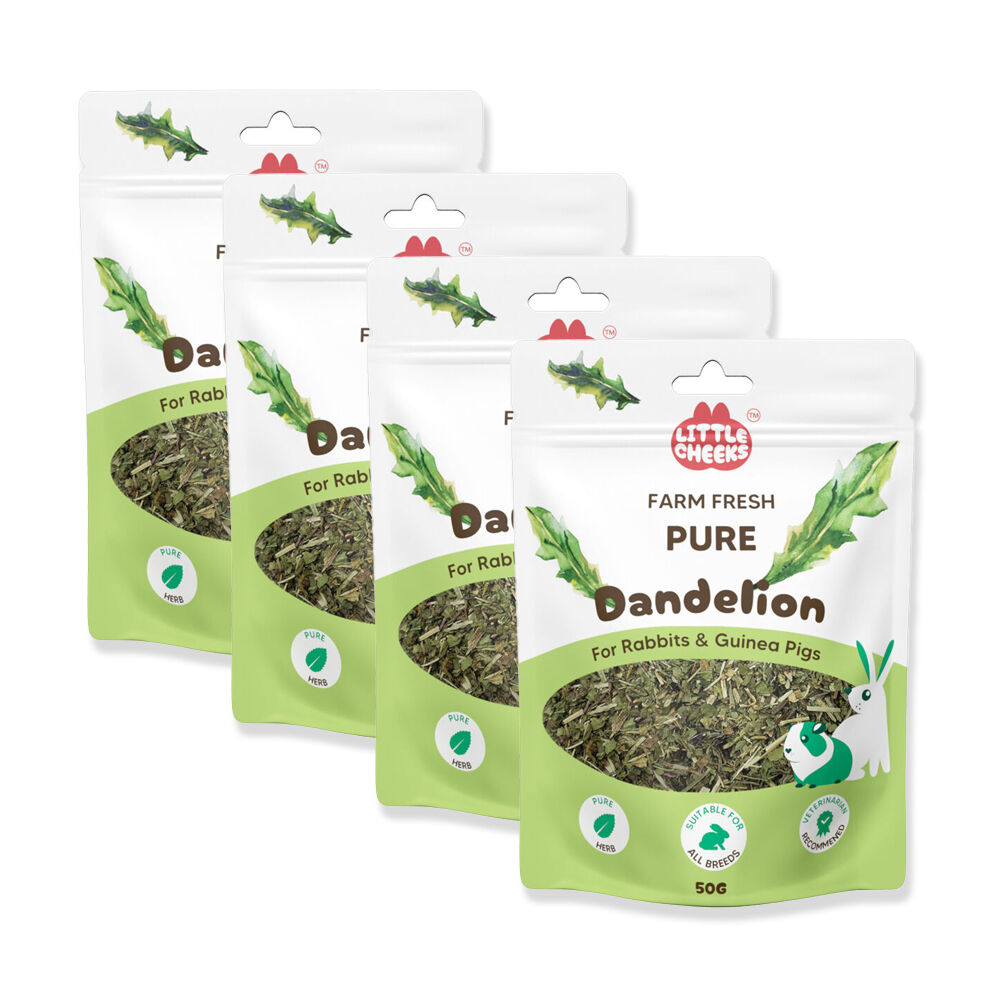 4PK Little Cheeks Farm Fresh Pure Dandelion Leaf Rabbit/Guinea Pig Food Treats 50g