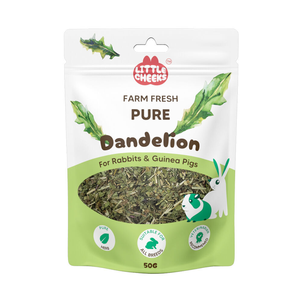 4PK Little Cheeks Farm Fresh Pure Dandelion Leaf Rabbit/Guinea Pig Food Treats 50g