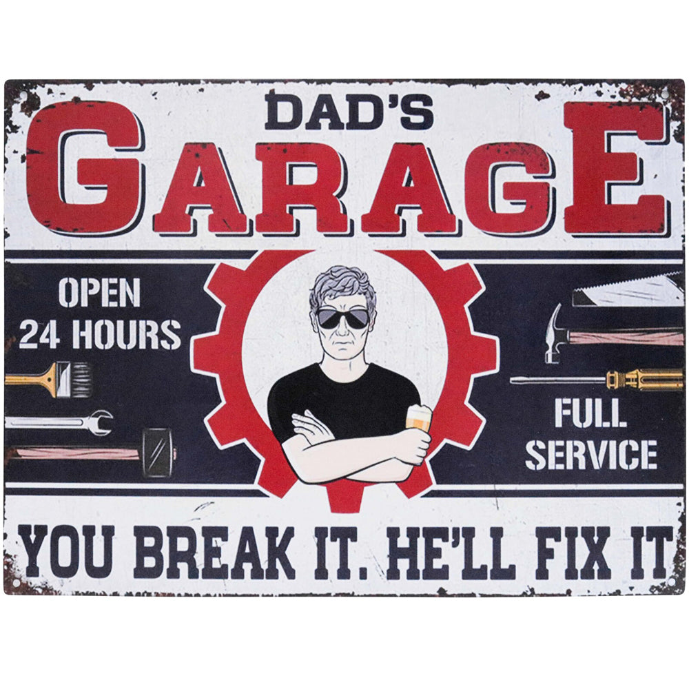 2PK LVD Iron Dad's Garage Sign Home Wall Decor 25x33cm